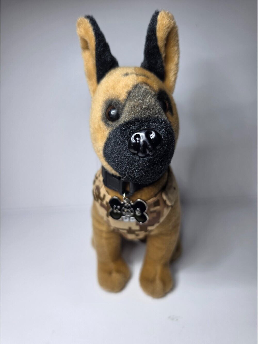 Belgian Malinois-K9 "Blue Line Punisher" w/ Black Vest & Paw Bone Collar!